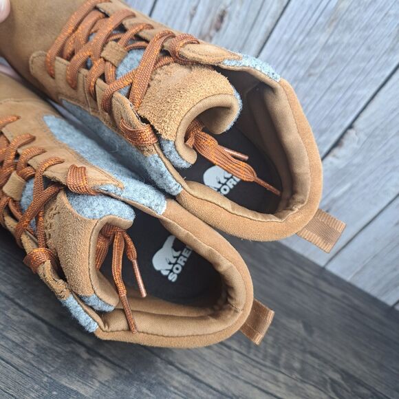 Sorel Evie Lace Up Wedge Leather Ankle Suede Bootie Women's Sz 8 Brown (VGC) - Picture 6 of 9